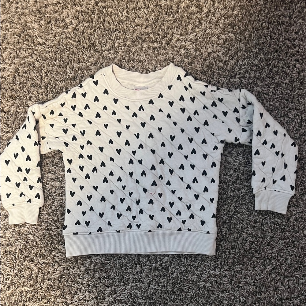 Hanna Andersson White and Black Heart Kids Sweatshirt